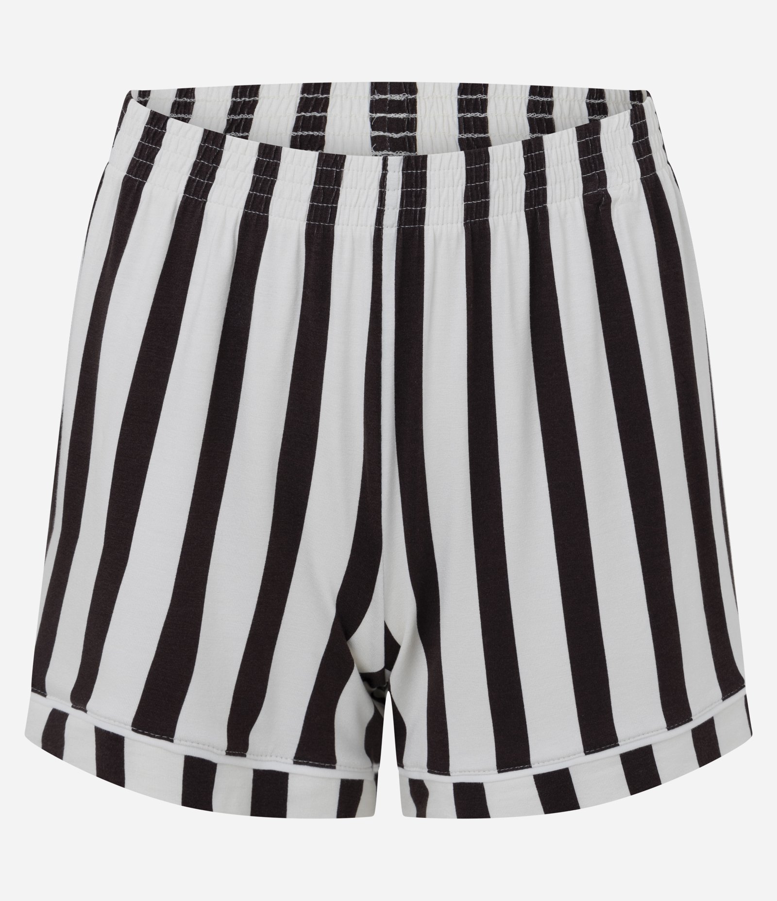 Pijama Americano Curto em Viscolycra com Estampa Listrada Branco/ Marrom 3