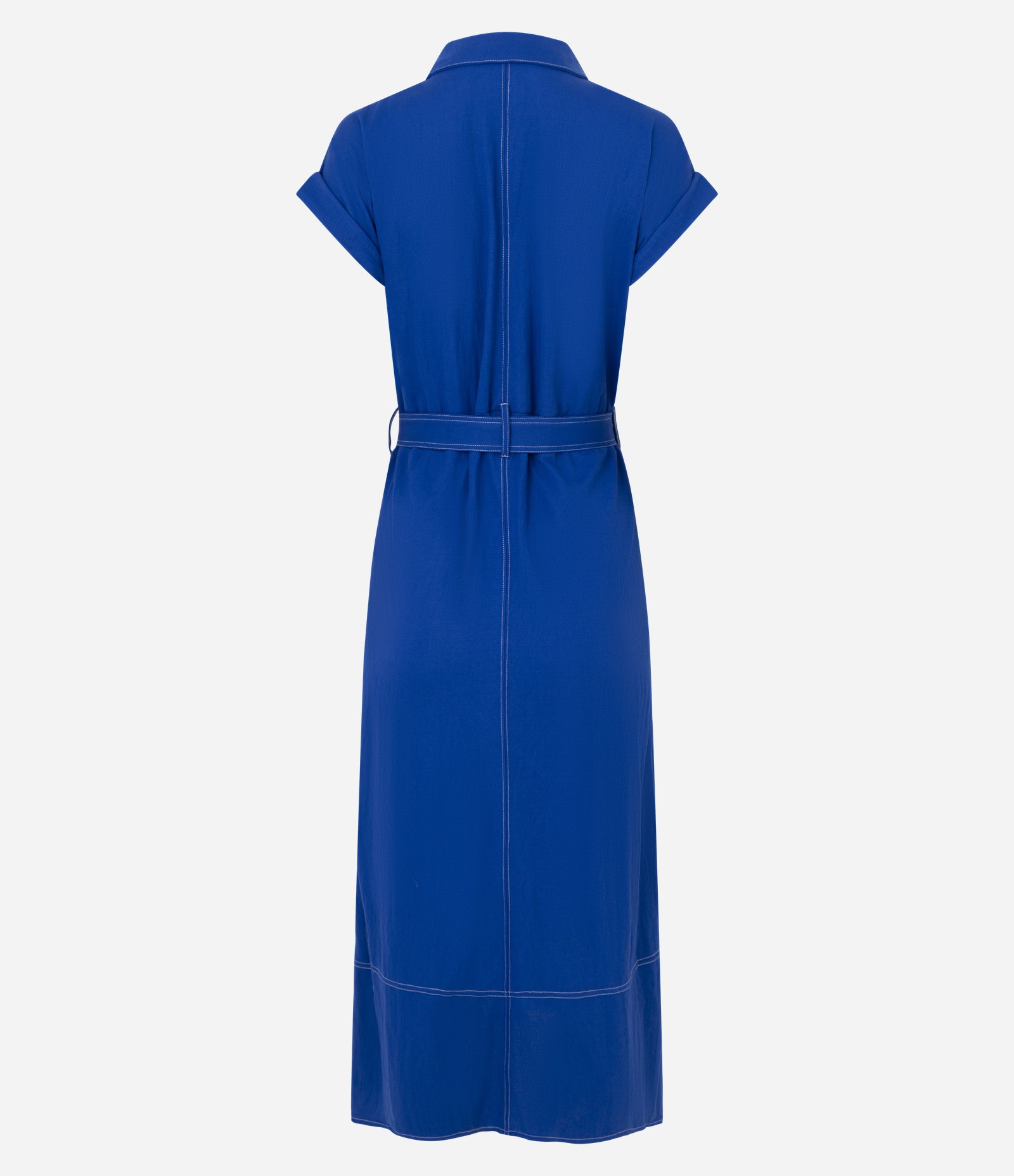 Vestido Chemise Longo em Piquet com Cinto Ajustável Azul 2