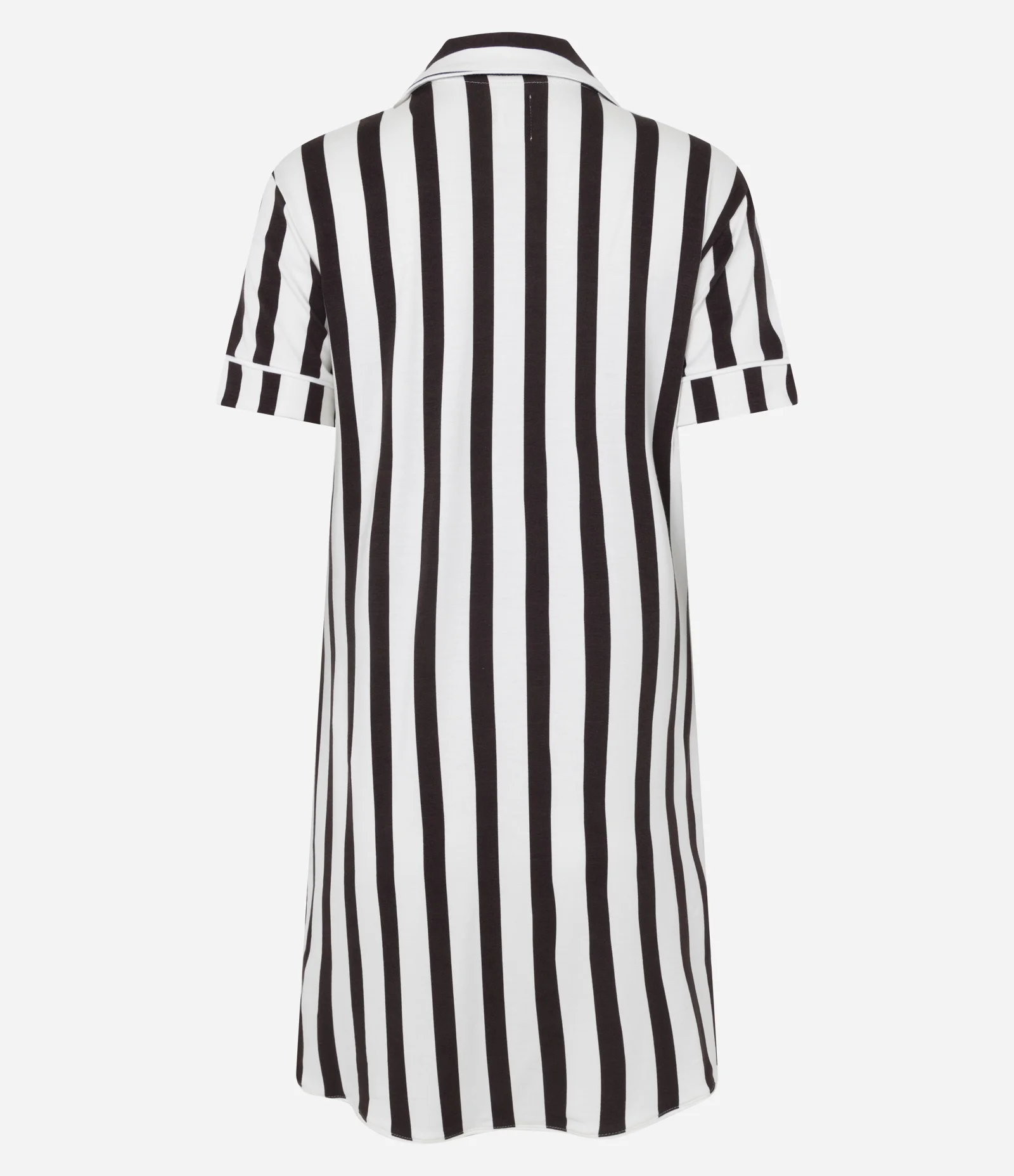 Camisola Americana em Viscolycra com Abotoamento e Estampa Listrada Branco/ Marrom 2