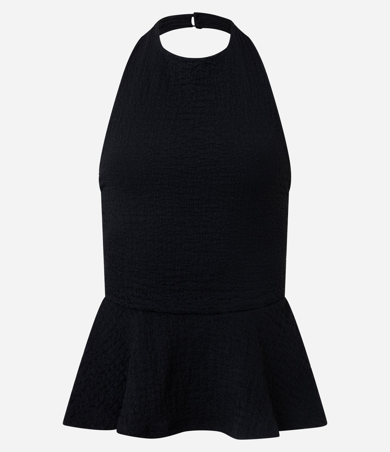 Blusa Peplum Frente Única em Viscose Texturizada Preto 5