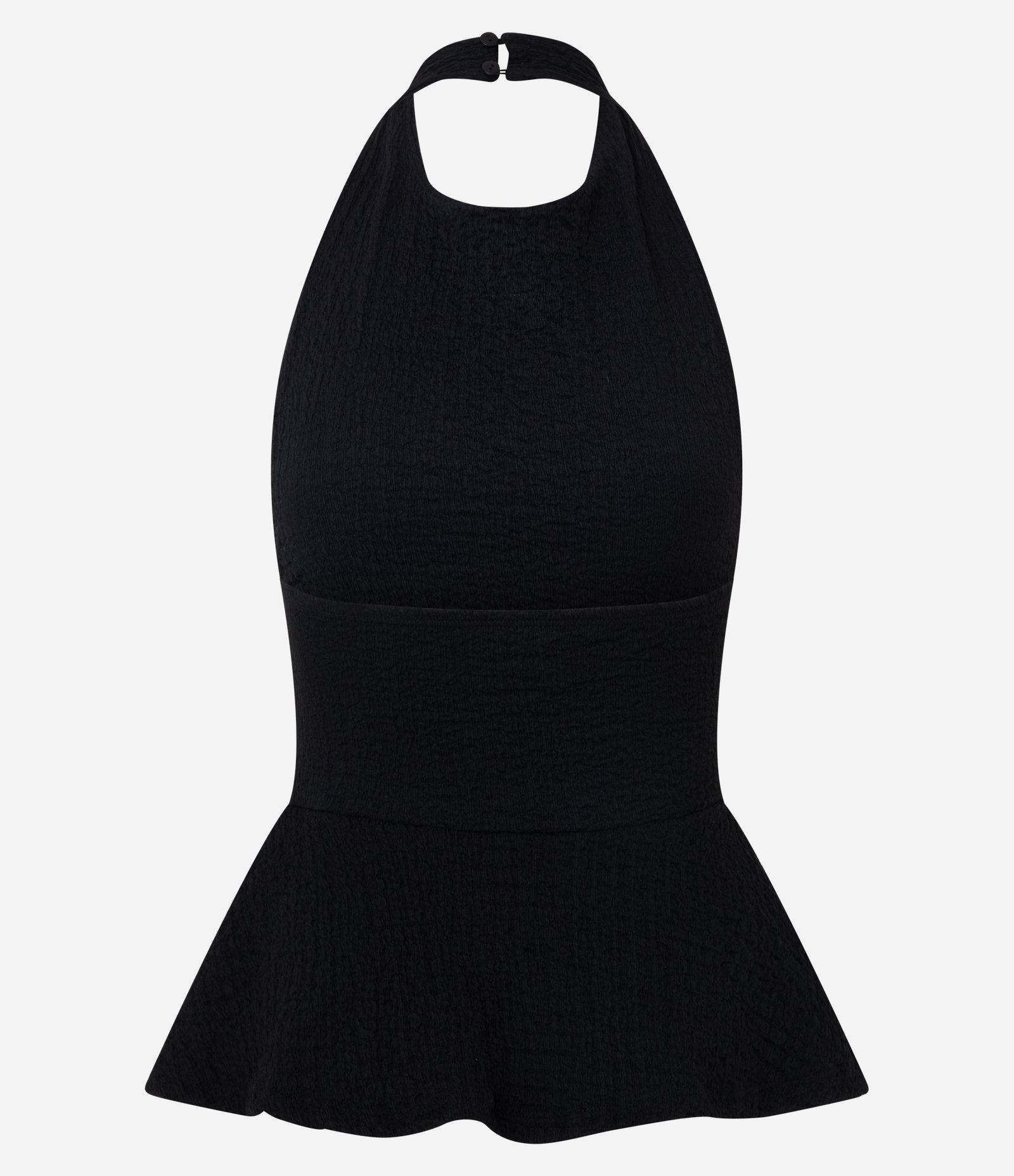 Blusa Peplum Frente Única em Viscose Texturizada Preto 7