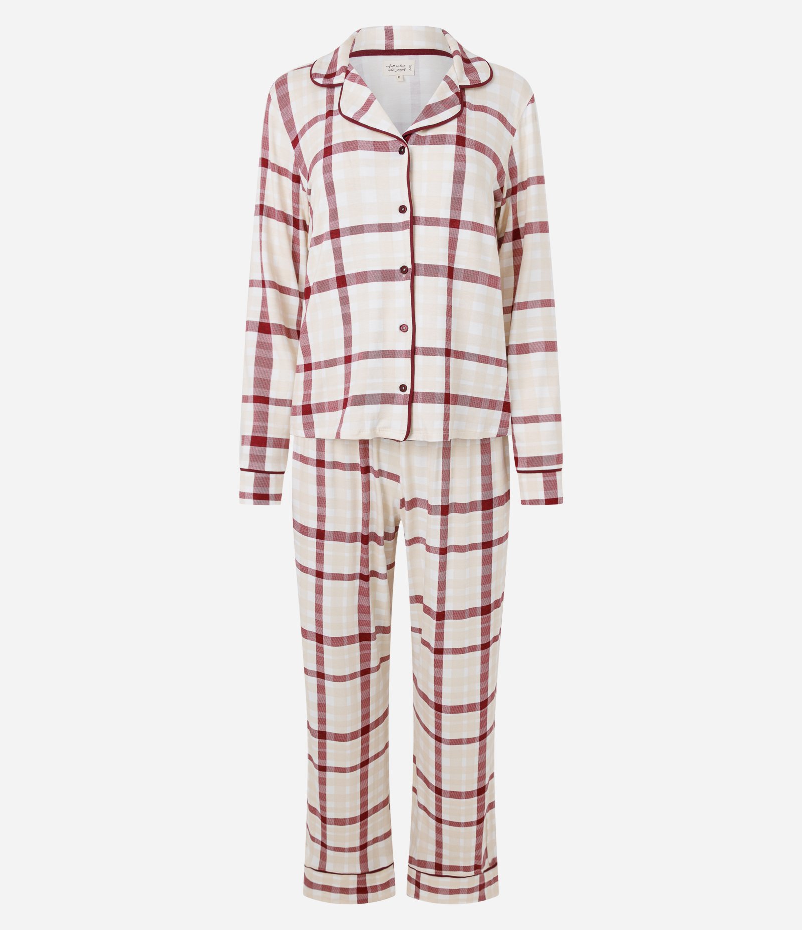 Pijama Longo Americano Xadrez em Viscolycra Vermelho 6