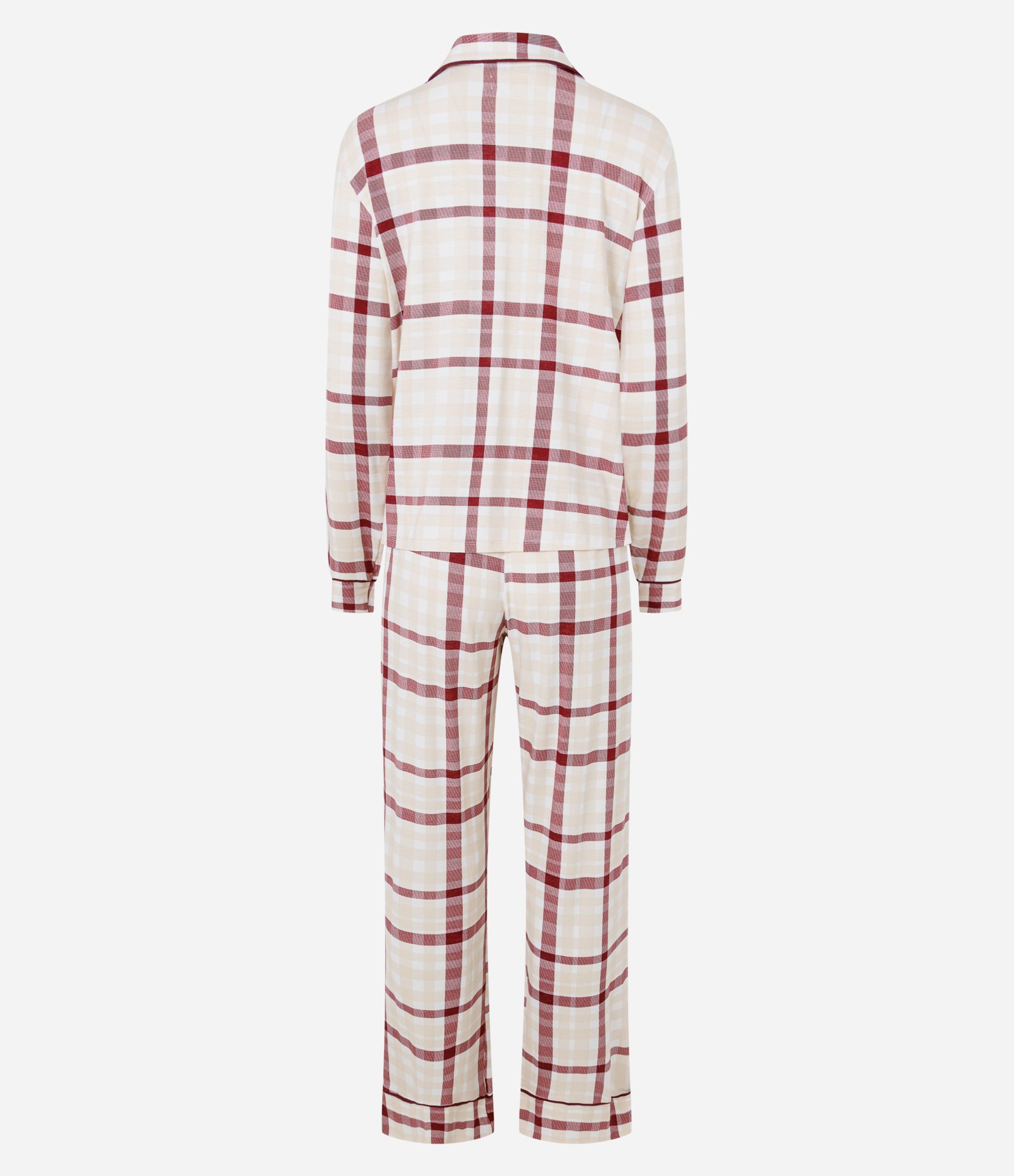 Pijama Longo Americano Xadrez em Viscolycra Vermelho 7