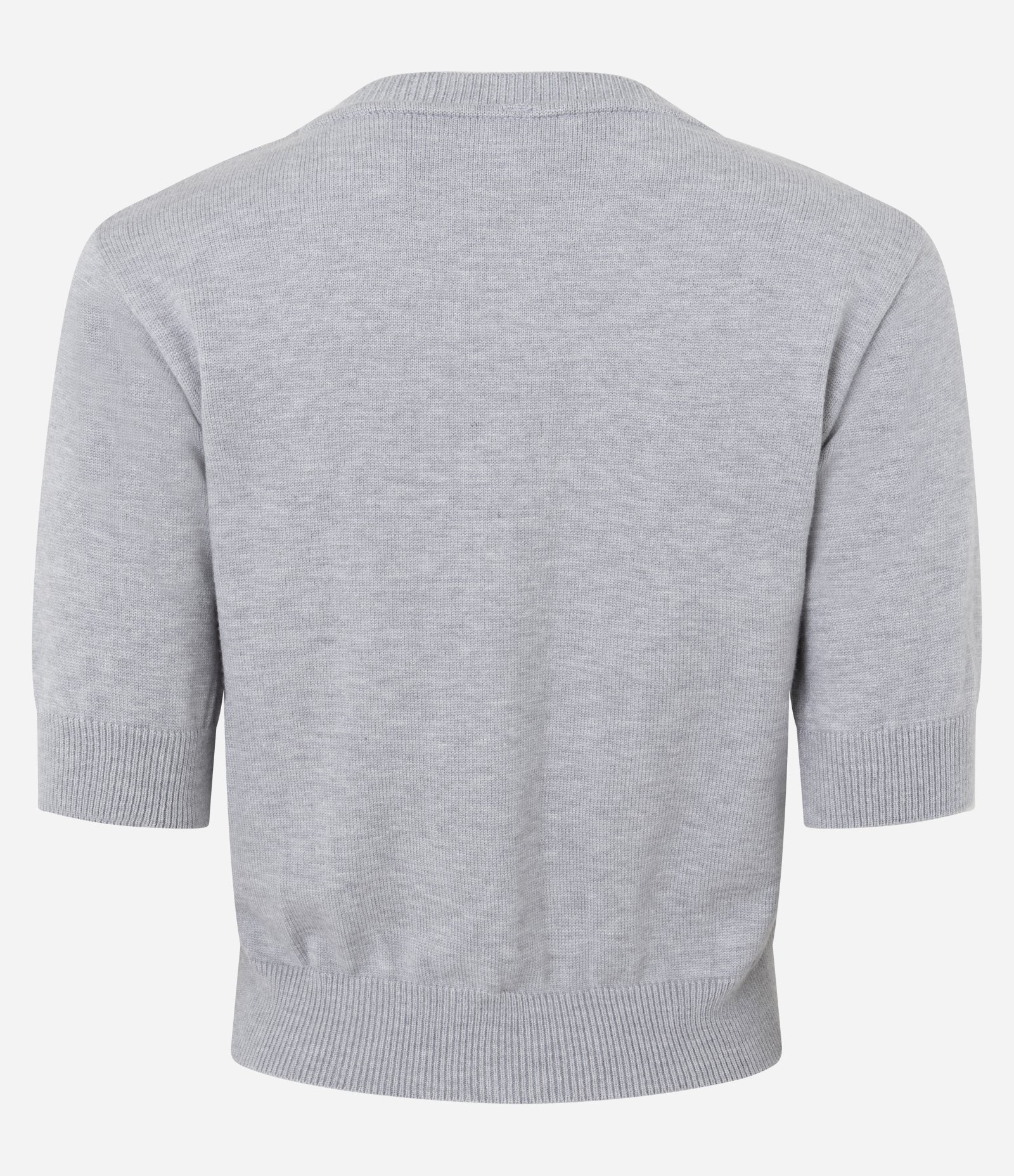 Blusa em Tricô com Estampa Geométrica e Botões Frontais Cinza 3