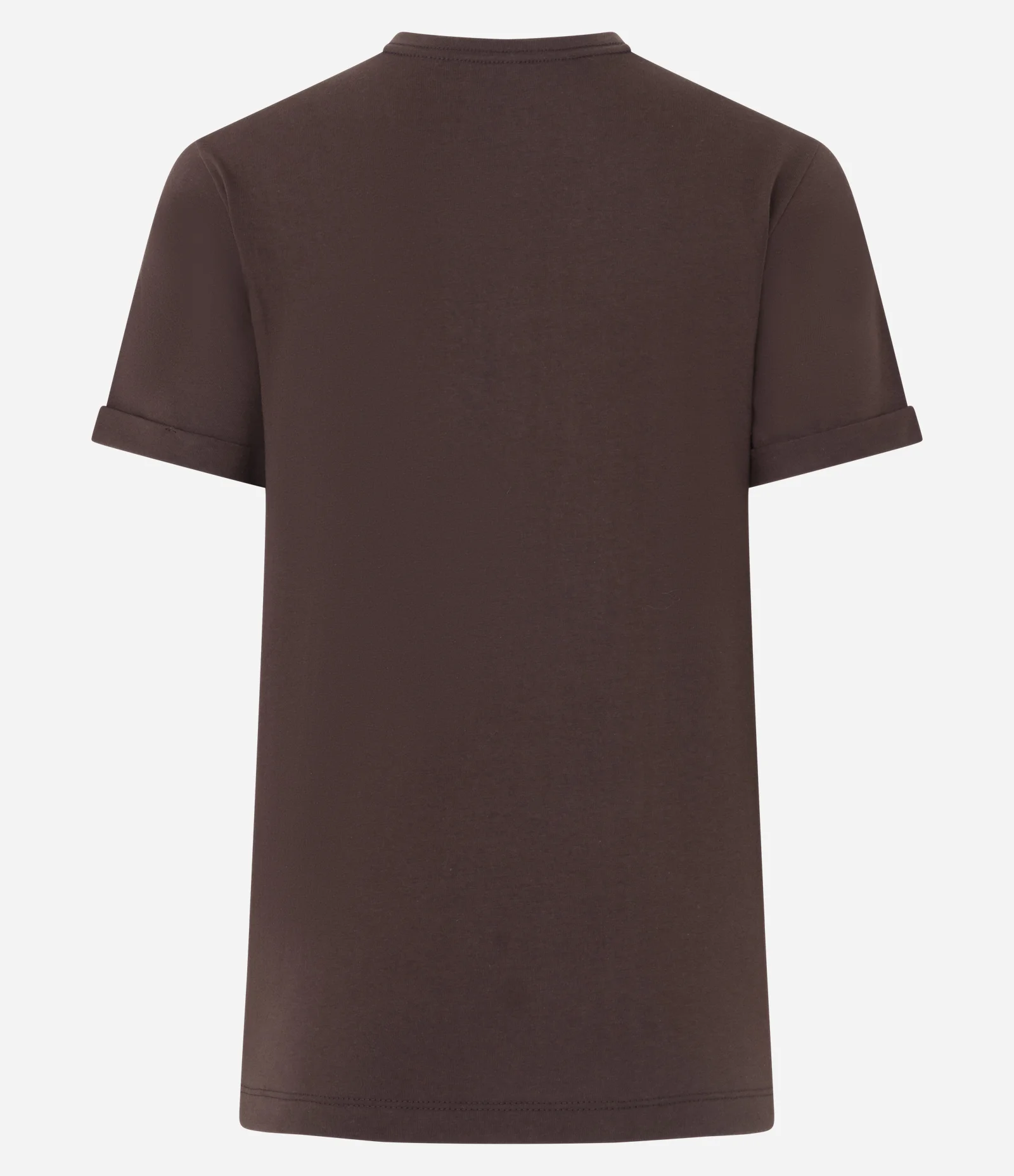 Camiseta Regular em Algodão com Manga Dobrada Marrom Escuro 2