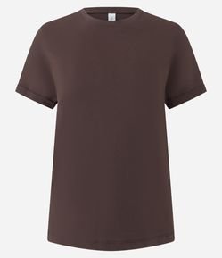 Camiseta Regular em Algodão com Manga Dobrada