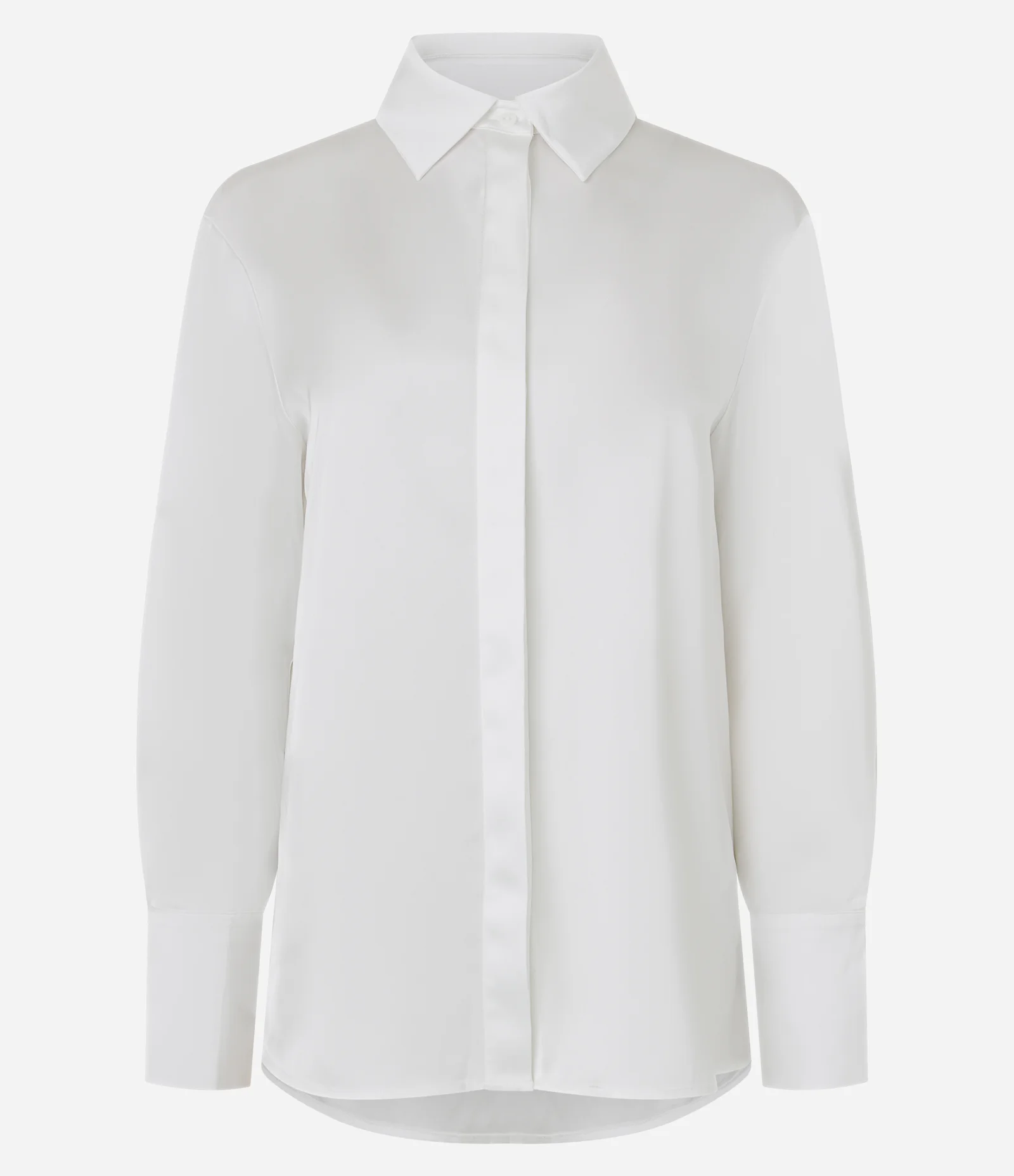 Camisa Acetinada com Gola Clássica Branco 1