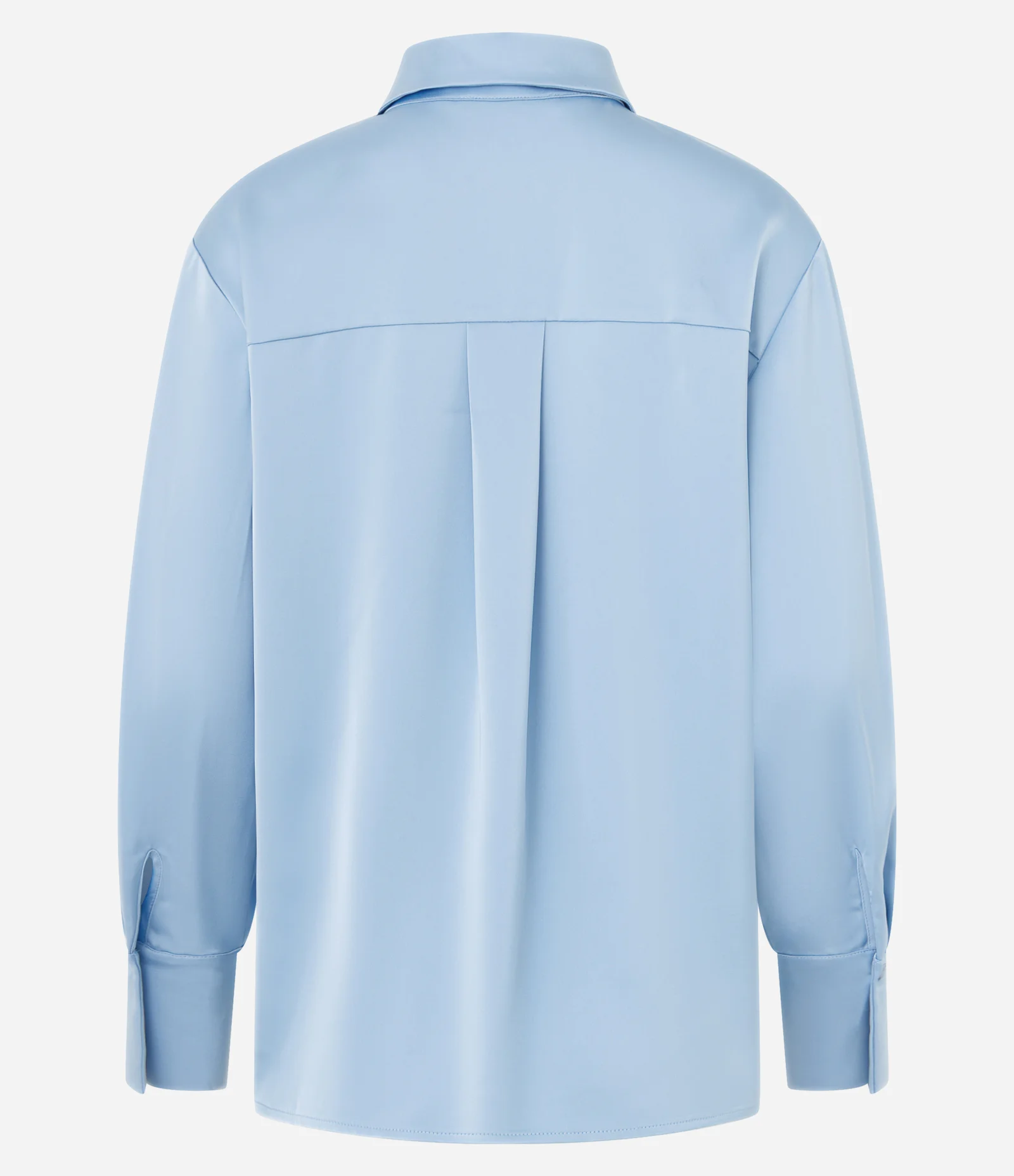 Camisa Acetinada com Gola Clássica Azul 6