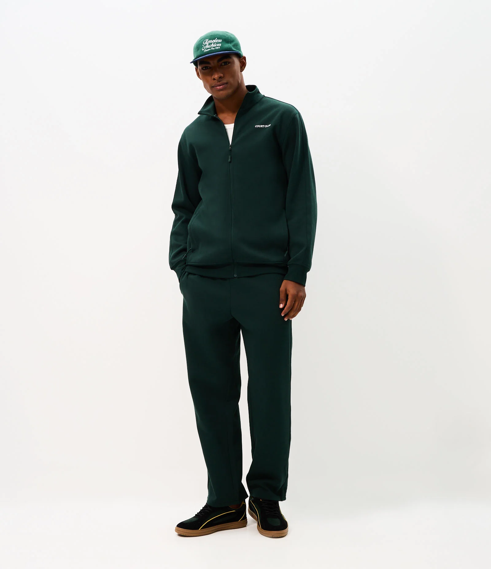 Calça Moletom Reta com Tape Lateral Verde 1