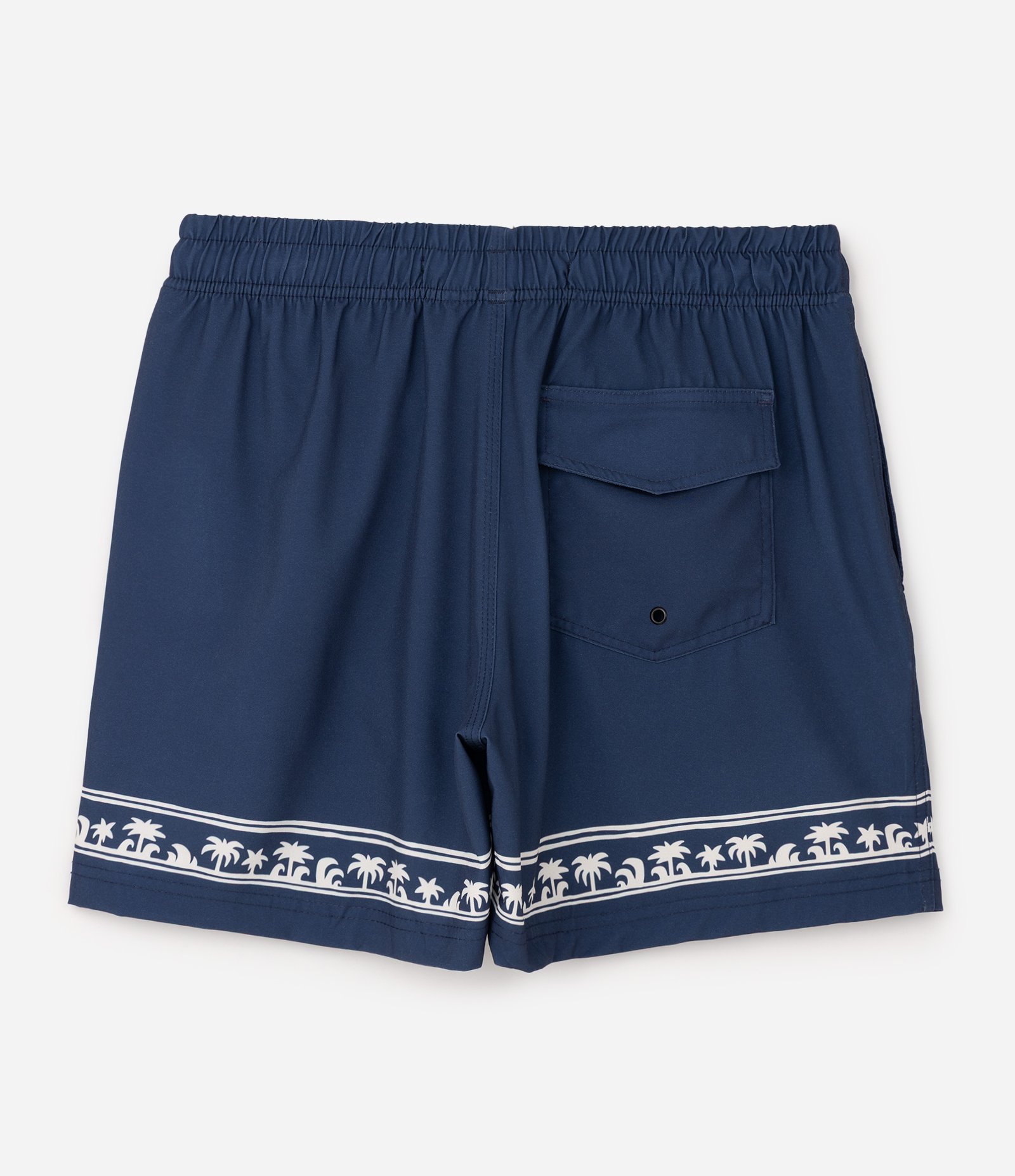 Bermuda de Banho com Estampa de Coqueiros na Barra Azul 2
