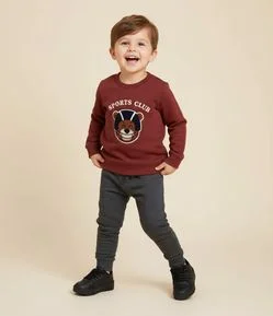 Calça Infantil em Fleece Canelado - Tam 1 a 6 Anos