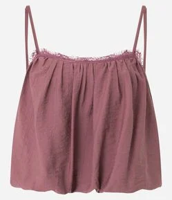 Blusa Balonê de Alcinha com Detalhes em Renda