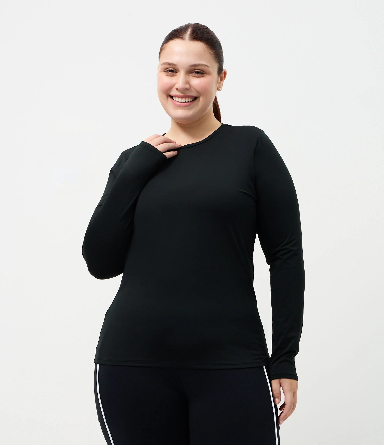 Blusa Esportiva Manga Longa Térmica Curve & Plus Size Preto 1