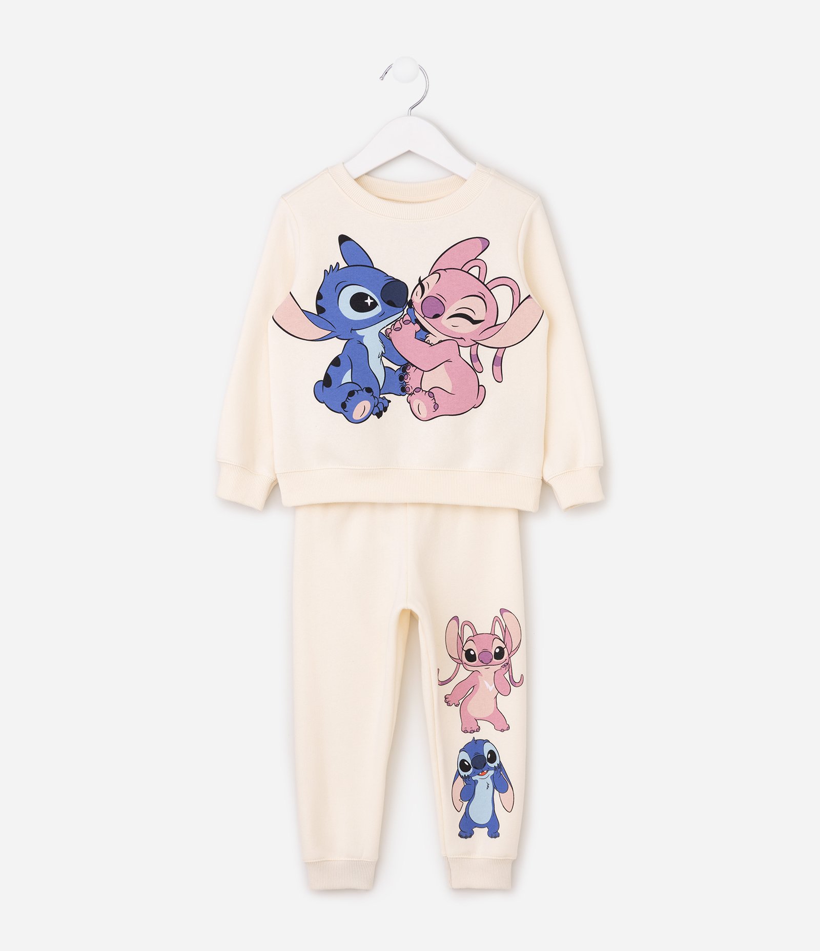 Conjunto Moletom Stitch e Angel - Tam 1 a 6 Anos Bege 1