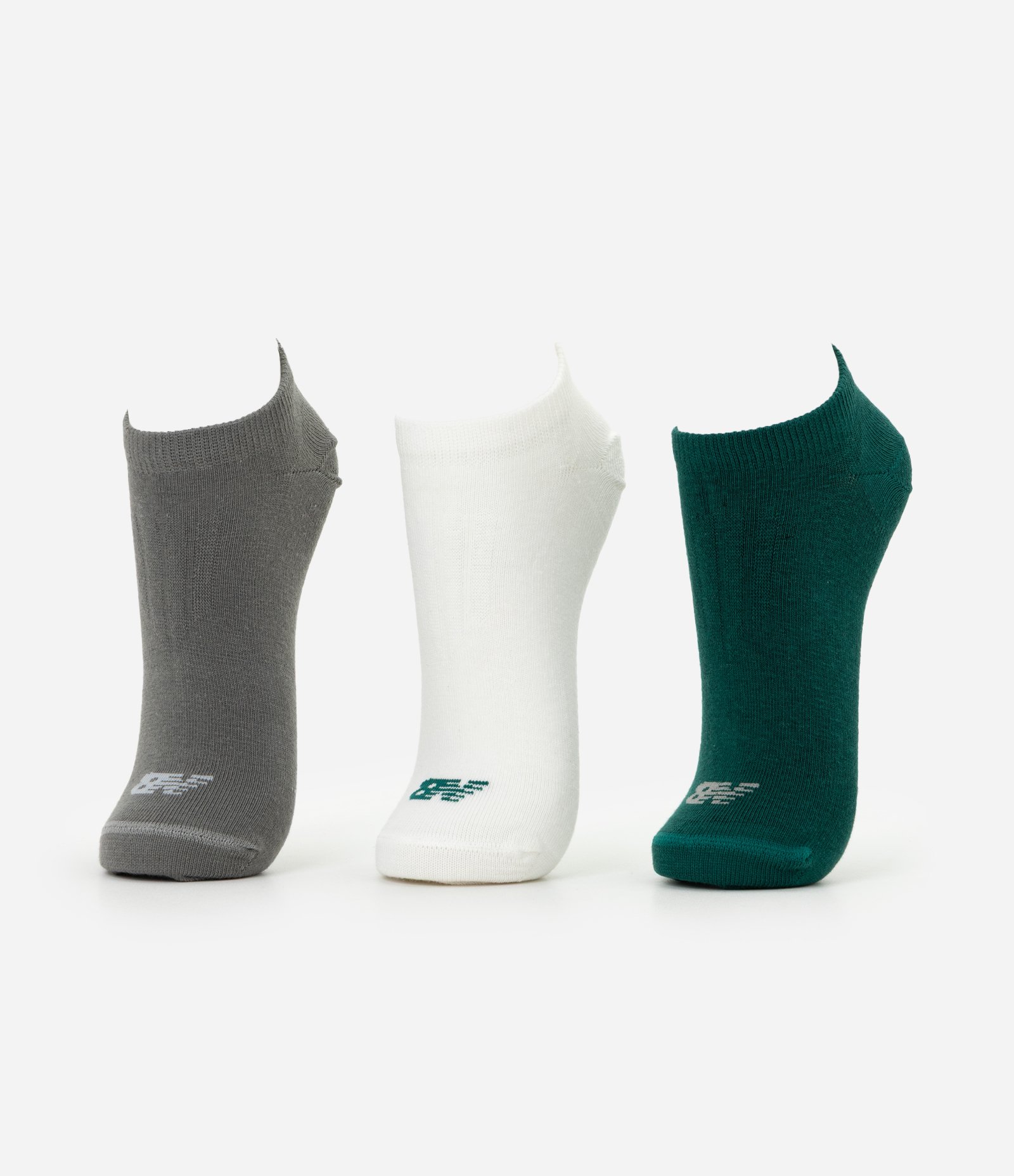 Kit 03 Pares de Meias com Cano Curto Estampa New Balance Verde/Cinza/Branco Cinza/Branco/Verde 1