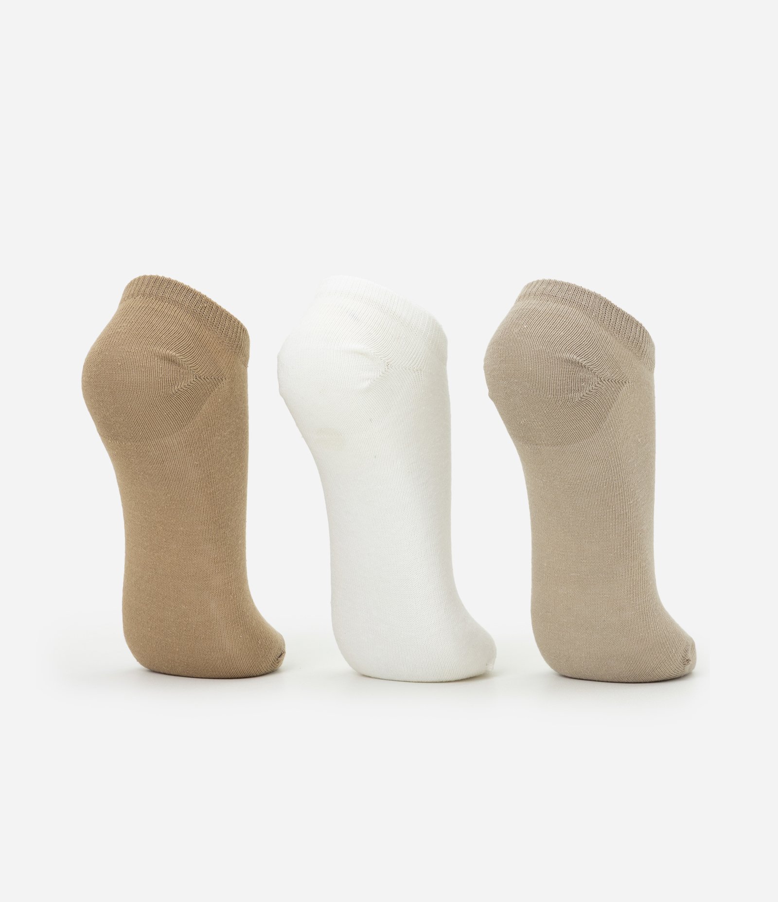 Kit 03 Pares de Meias com Cano Curto Estampa New Balance Marrom/Branco/Bege 3