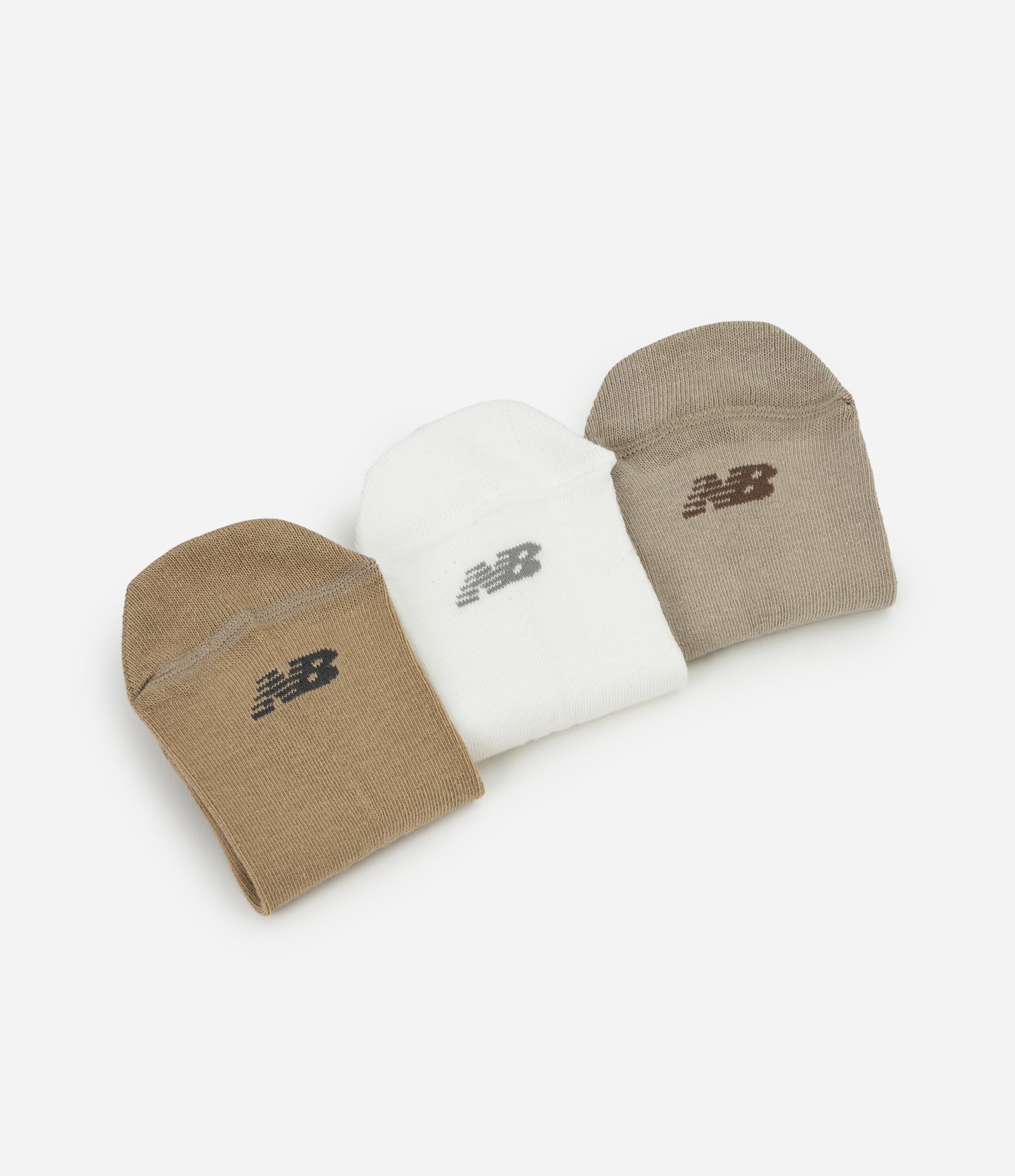 Kit 03 Pares de Meias com Cano Curto Estampa New Balance Marrom/Branco/Bege 4