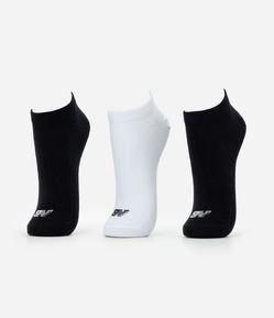 Kit 03 Pares de Meias com Cano Curto Estampa New Balance Verde/Cinza/Branco