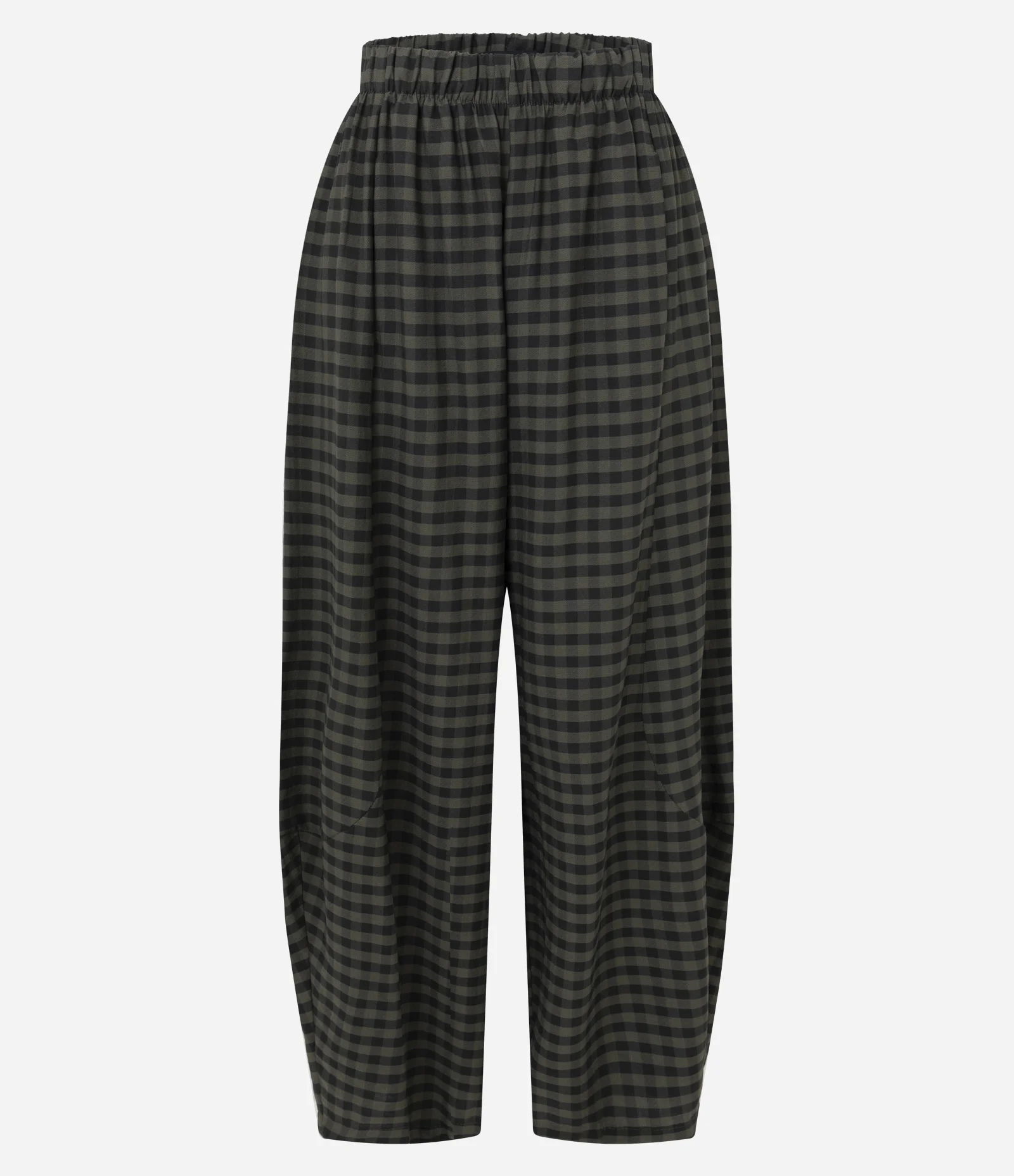 Calça Aladim em Viscose com Estampa Xadrez Olive Night 1