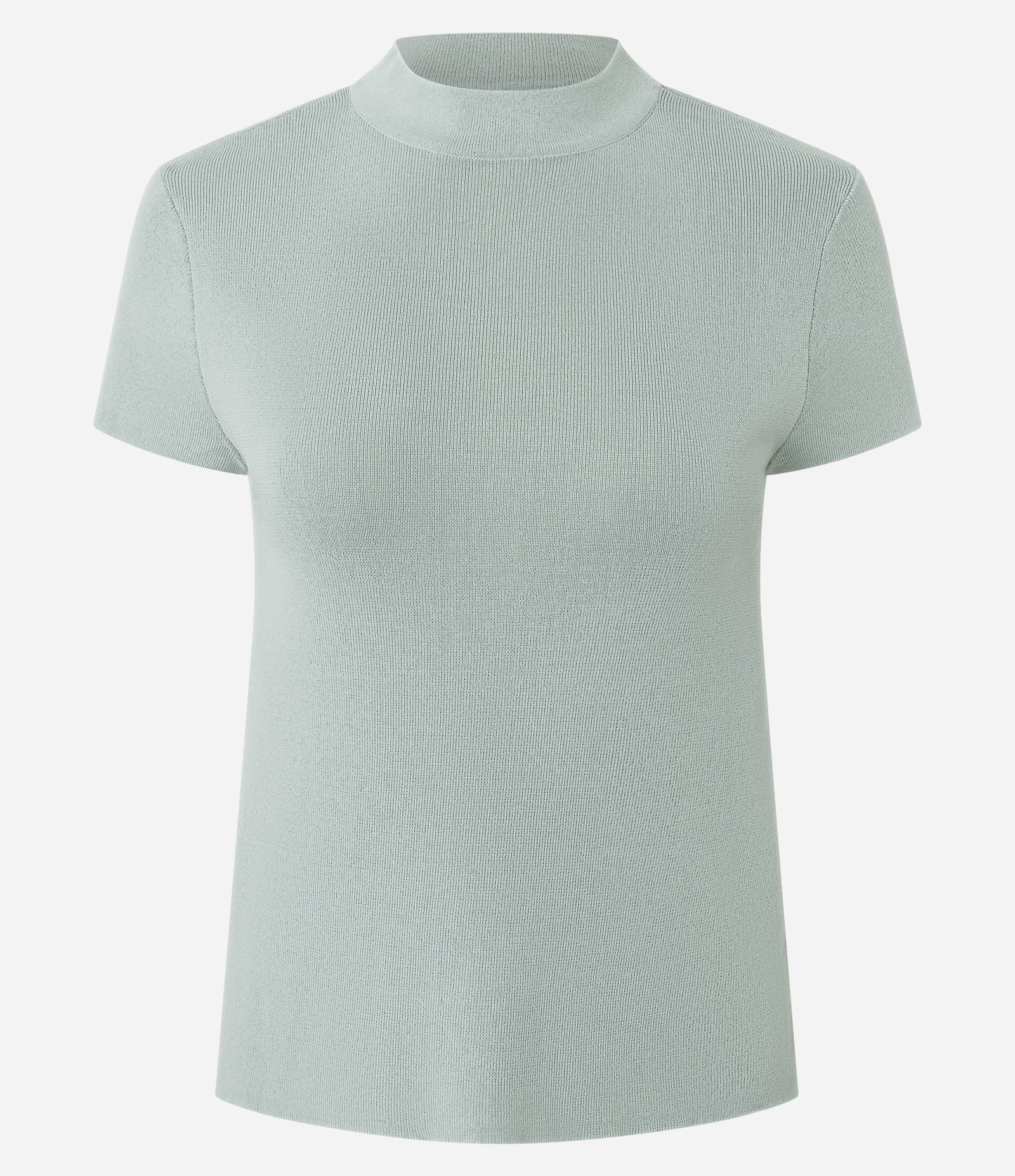 Blusa Básica em Tricô com Golinha Cinza 1