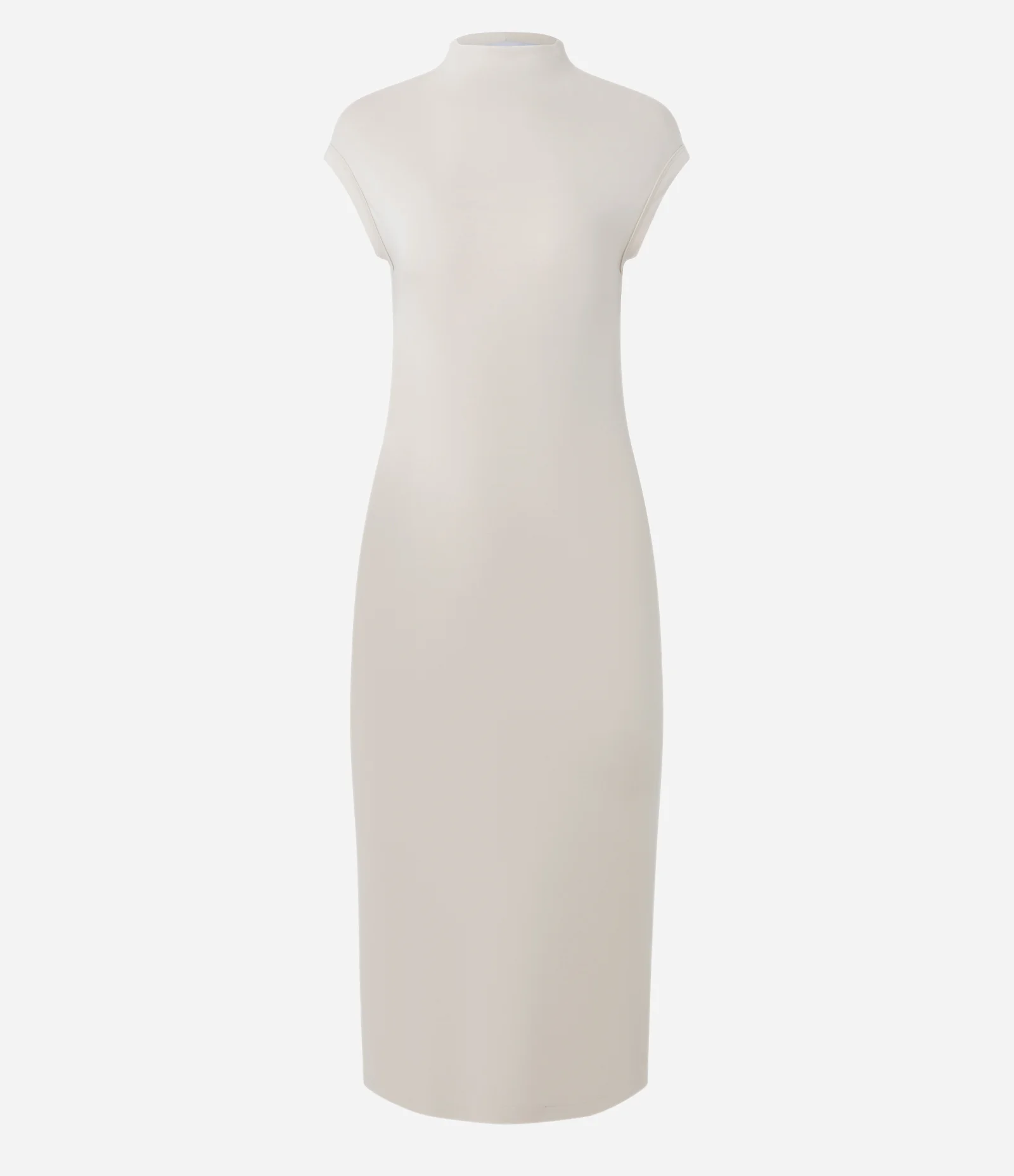 Vestido Midi em Ponto Roma com Ombros Contrastantes Bege 1