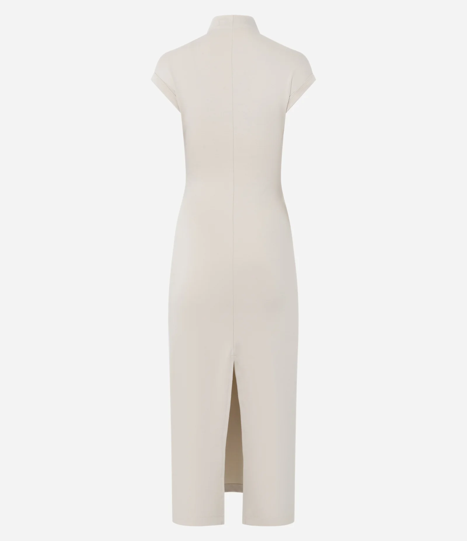 Vestido Midi em Ponto Roma com Ombros Contrastantes Bege 2