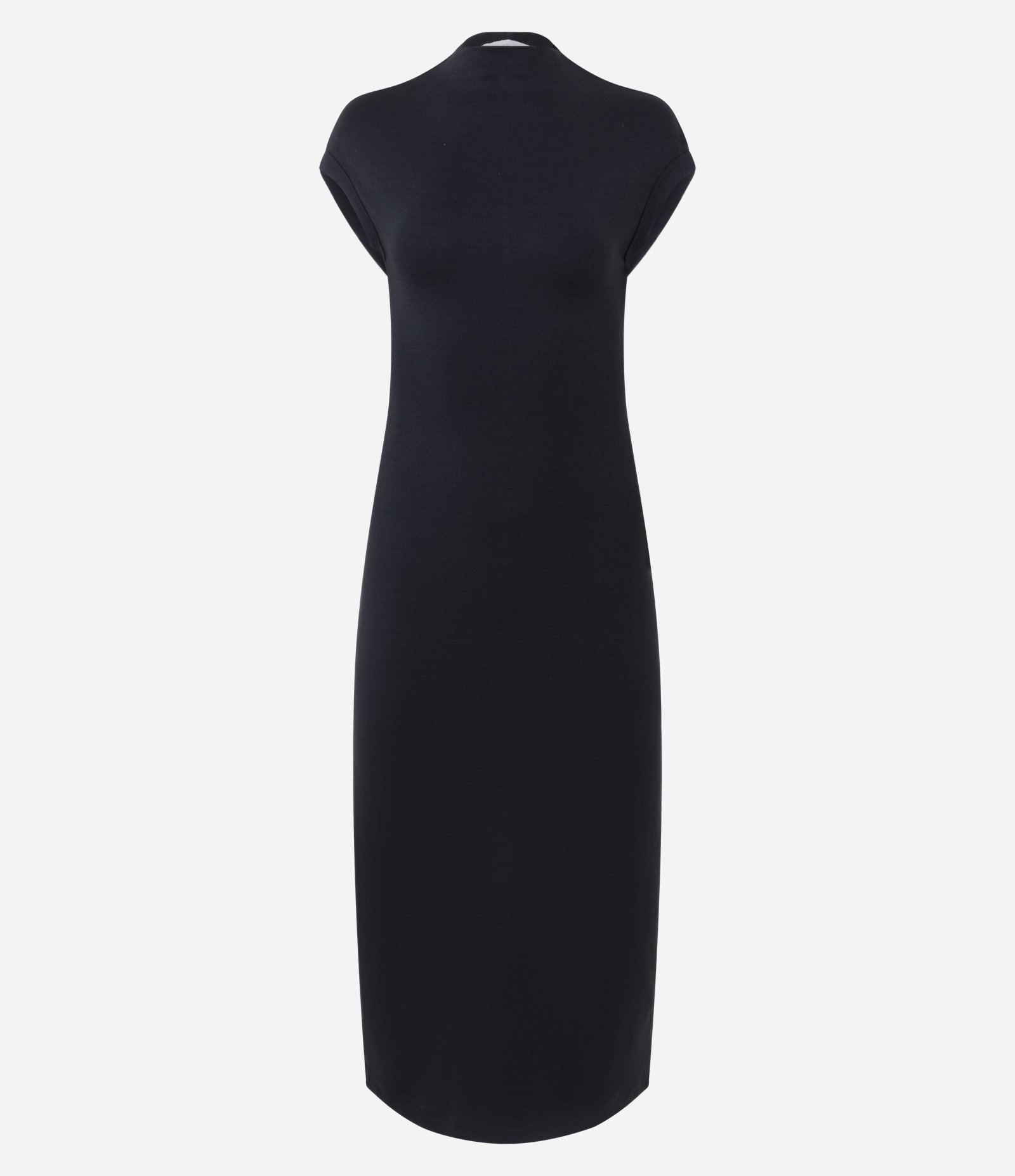 Vestido Midi em Ponto Roma com Ombros Contrastantes Preto 1