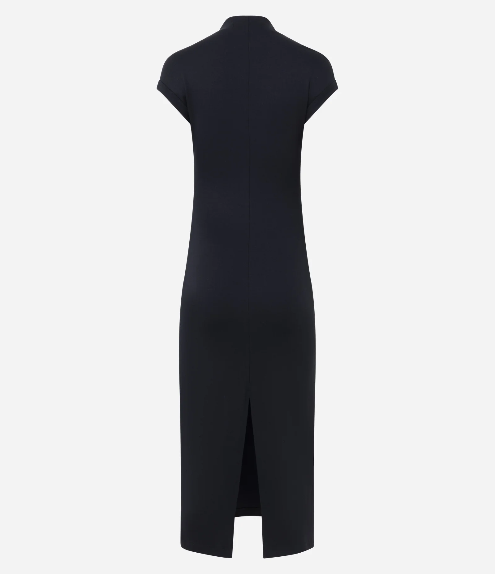 Vestido Midi em Ponto Roma com Ombros Contrastantes Preto 2
