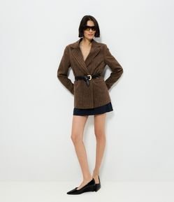 Short Saia Alfaiatado Grid com Cinto