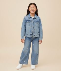Jaqueta Jeans Infantil com Bordado de Estrelas - Tam 5 a 14 Anos