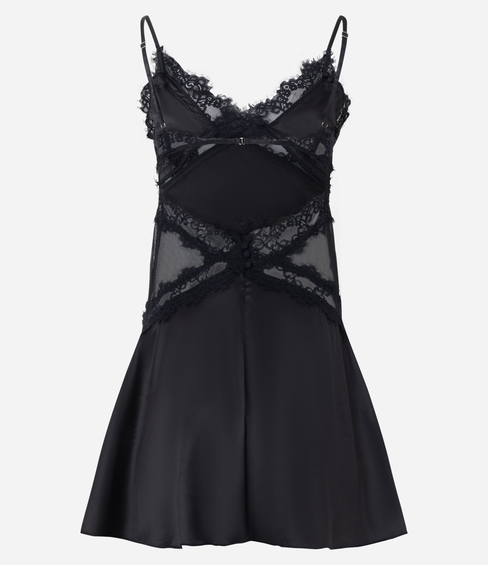 Camisola de Alcinha com Detalhes em Renda e Transparência Preto 7
