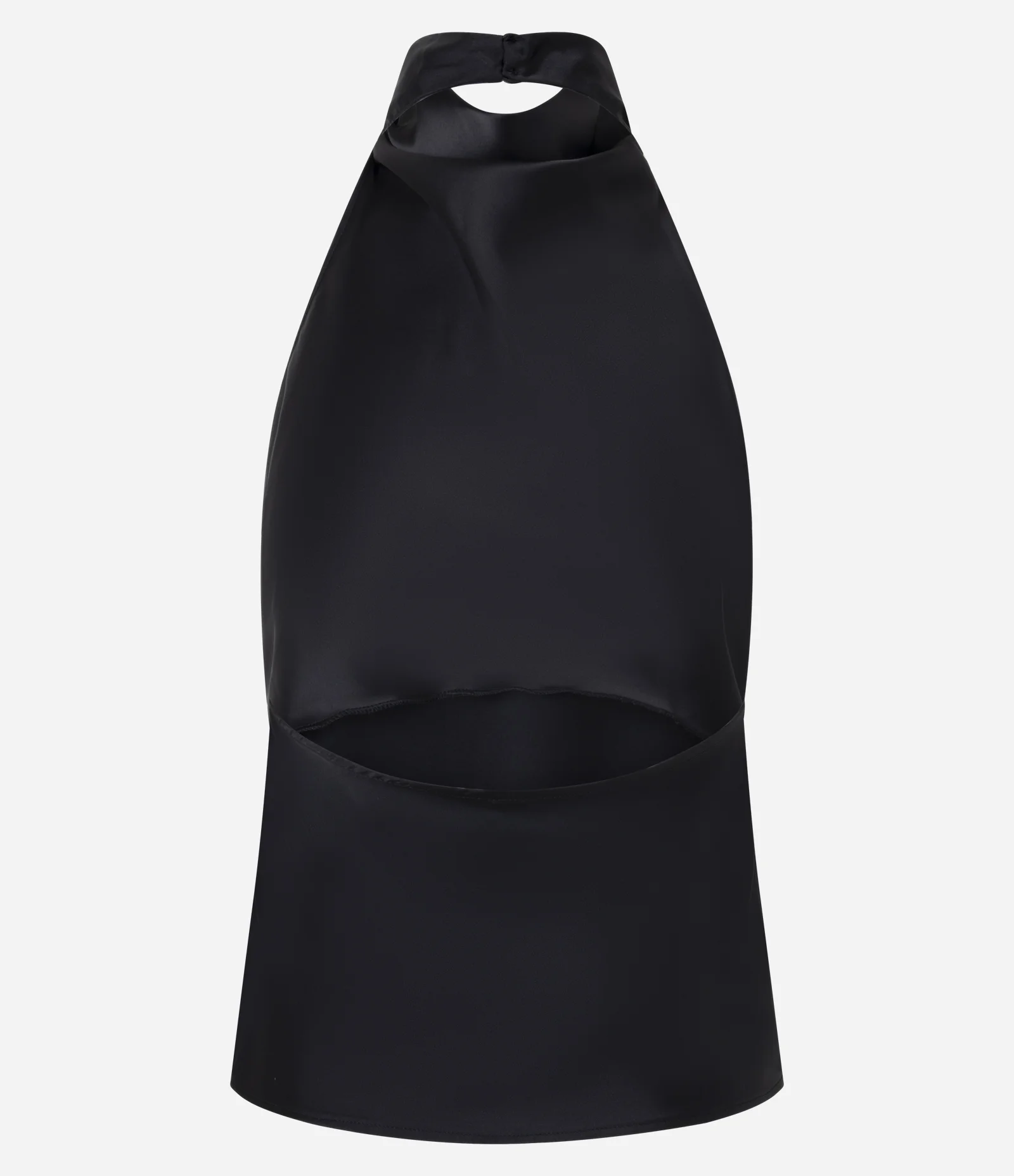 Blusa Frente Única em Cetim com Decote Degagê Preto 2