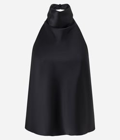 Blusa Frente Única em Cetim com Decote Degagê