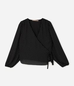 Blusa Poá Transpassada com Amarração Curve & Plus Size