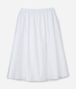 Saia Midi em Tricoline com Cós Elástico