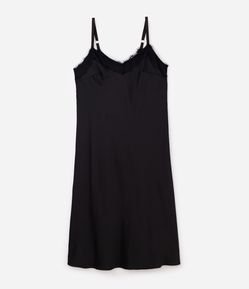 Vestido Midi em Cetim com Renda no Decote Curve & Plus Size
