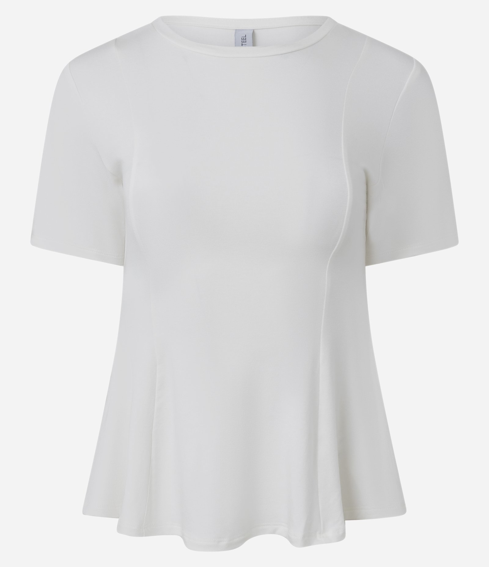 Blusa Peplum Manga Curta em Viscose com Recortes Branco 4