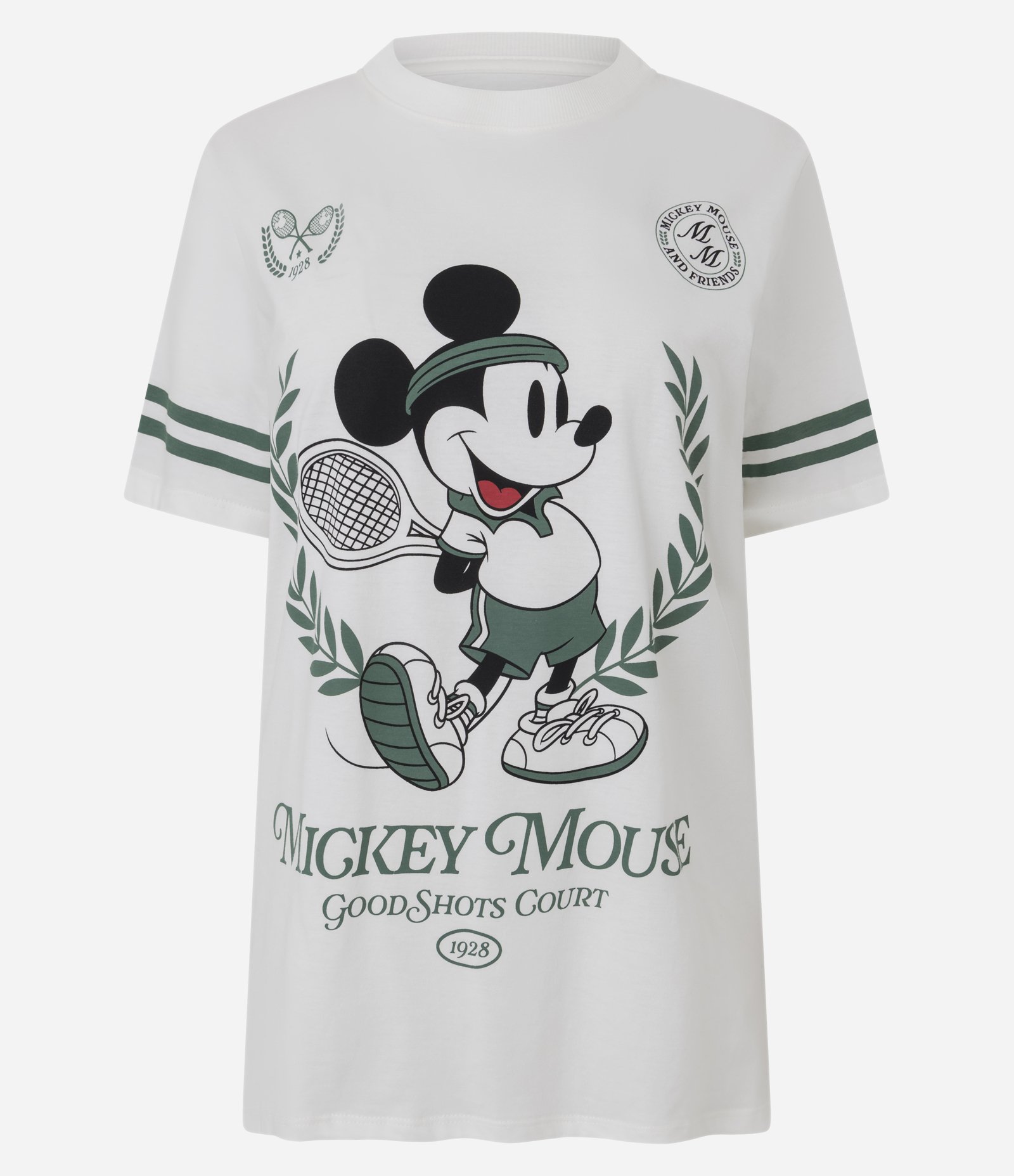 Camiseta em Algodão Estampa Mickey Tenista e Modelo Alongado Branco 4