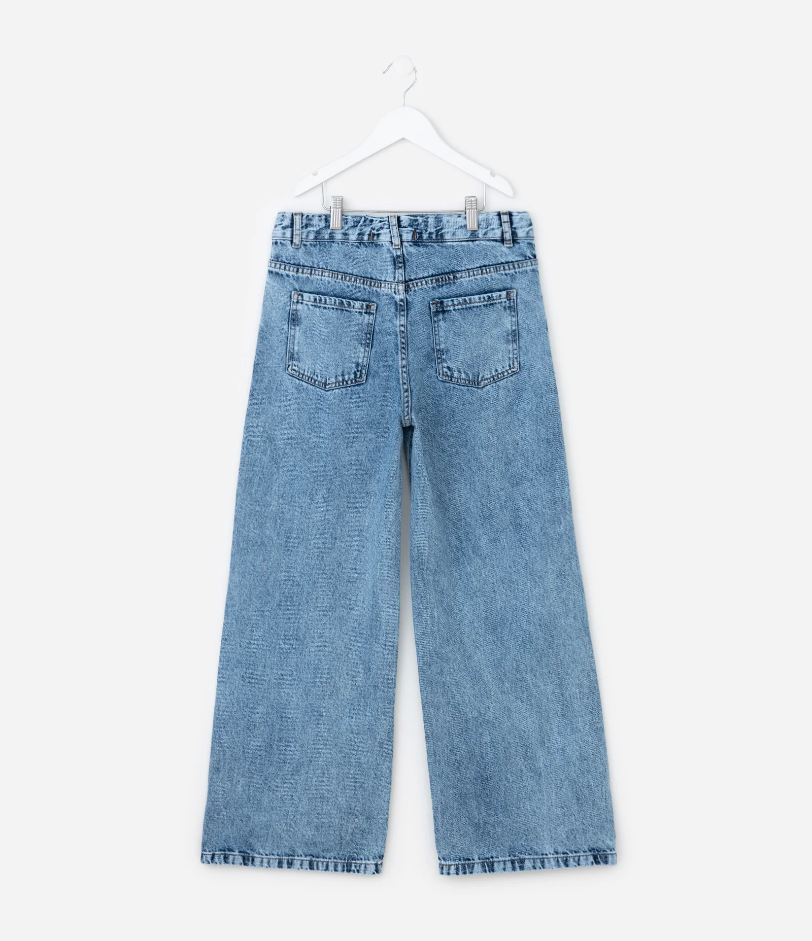 Calça Infantil Wide Leg em Jeans com Bordados – Tam 5 a 14 Anos Azul 2