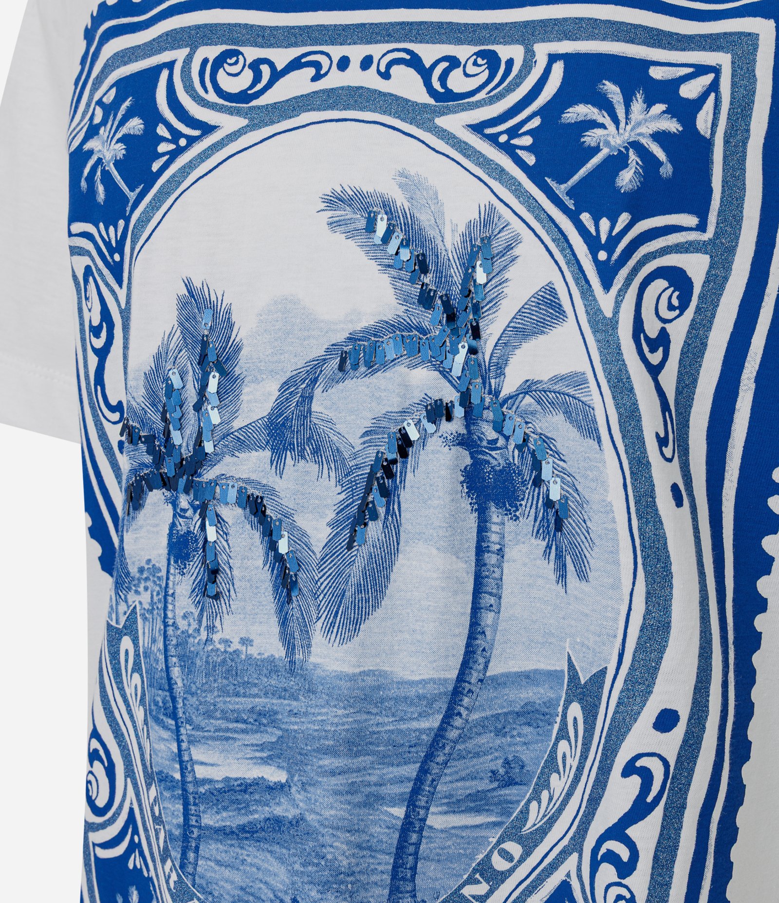 Camiseta em Algodão com Estampa e Paetês Branco 5