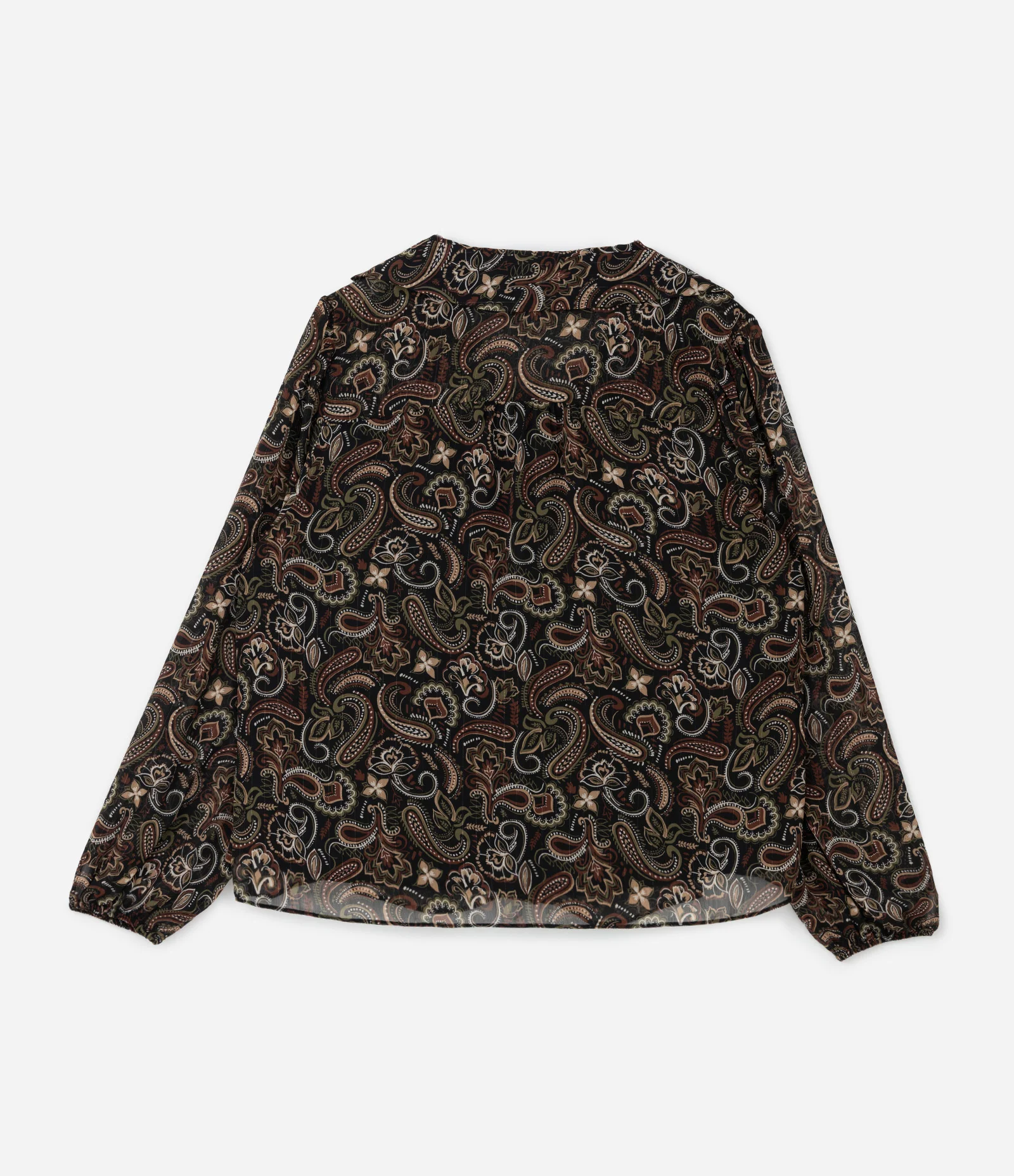 Blusa Bata Manga Longa em Chiffon com Estampa Paisley Curve & Plus Size Preto 2