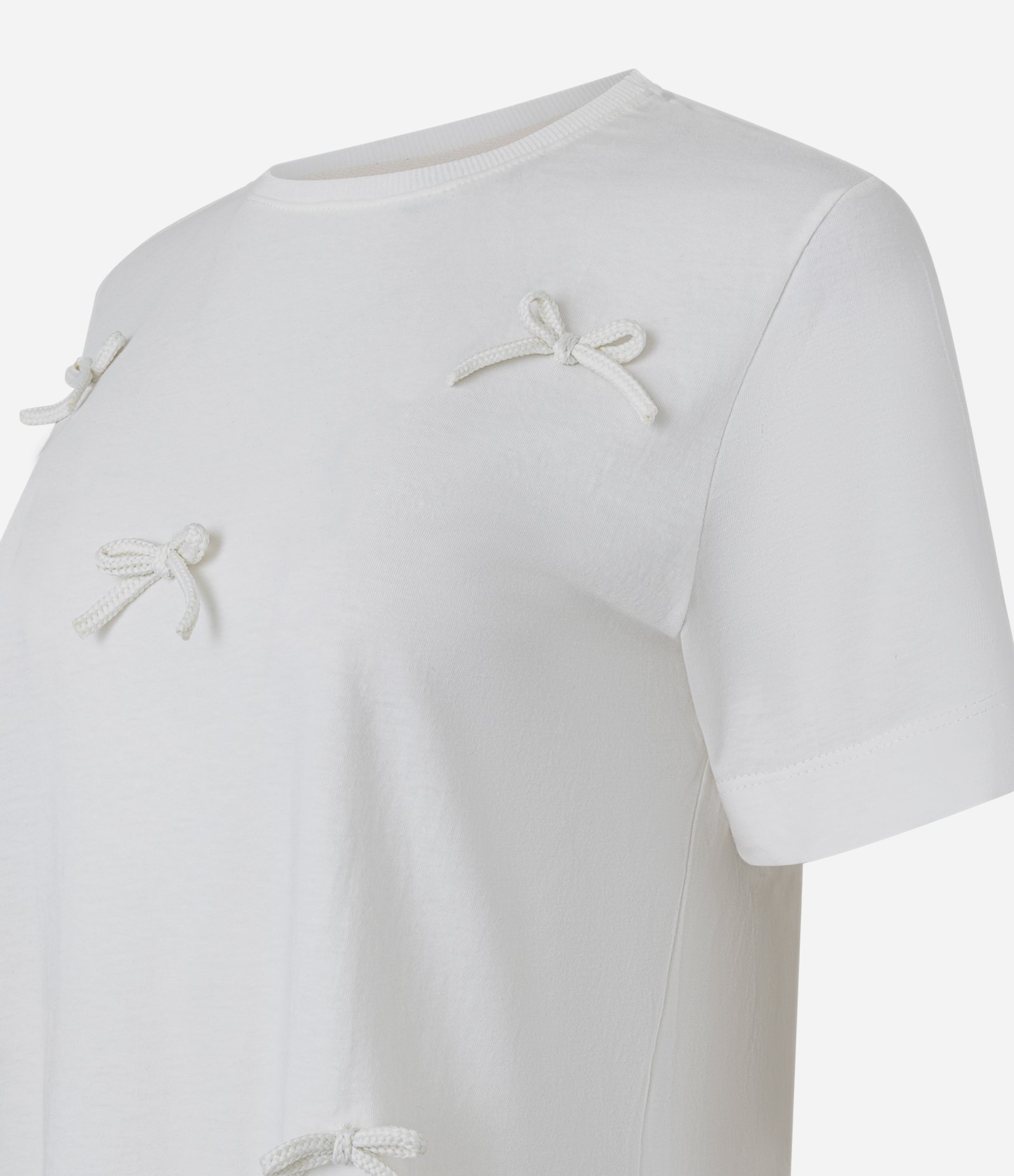 Blusa em Meia Malha com Laços Aplicados Branco 5