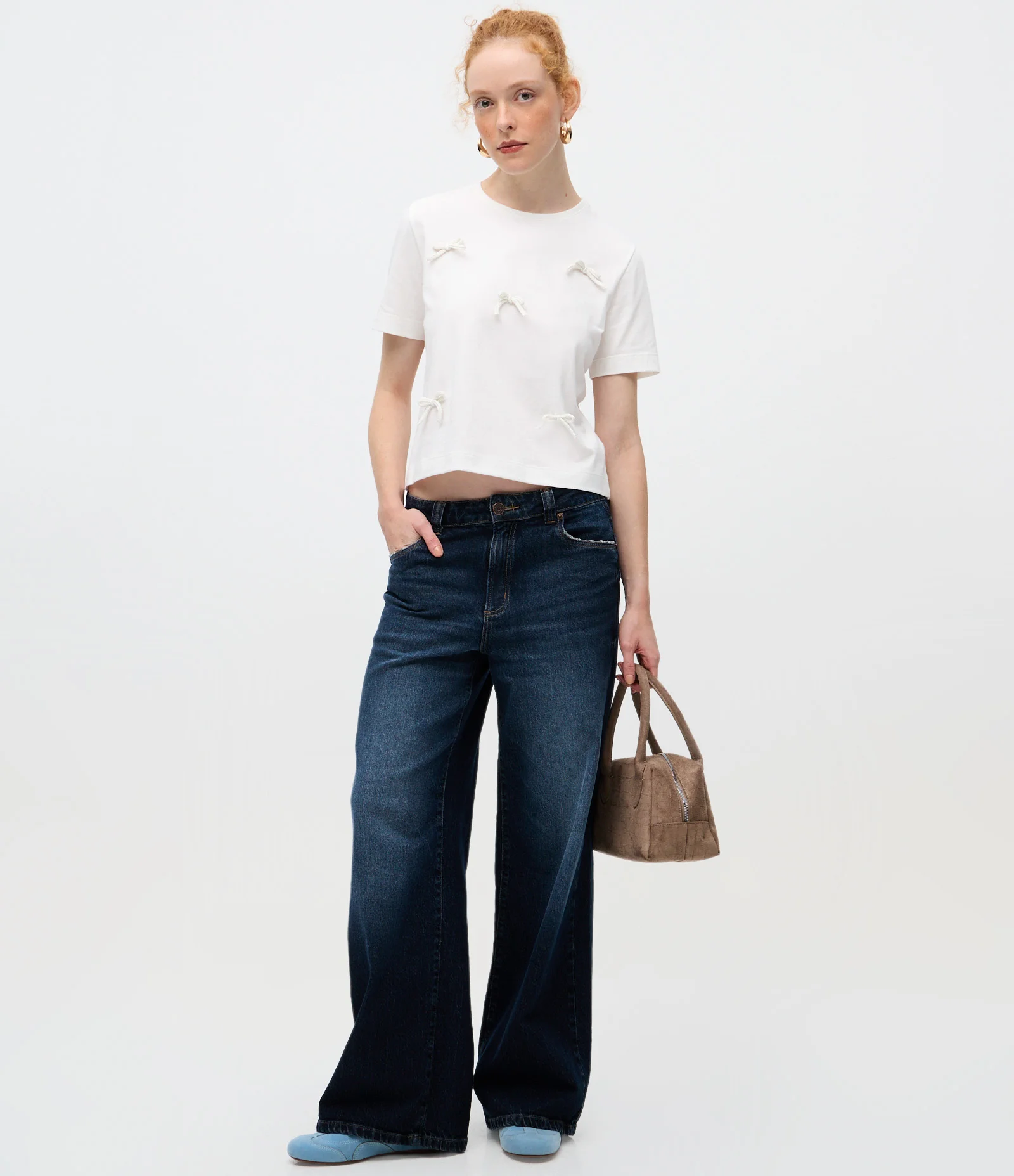 Blusa em Meia Malha com Laços Aplicados Branco 2