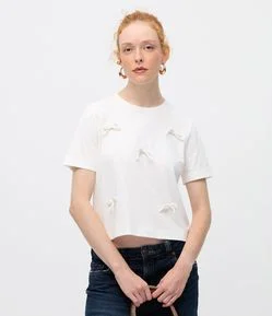 Blusa em Meia Malha com Laços Aplicados