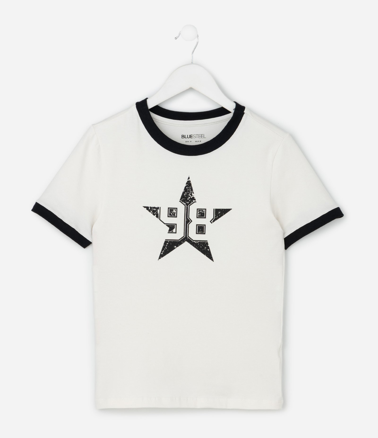 Camiseta em Algodão com Estampa Numérica com Estrela Branco 1