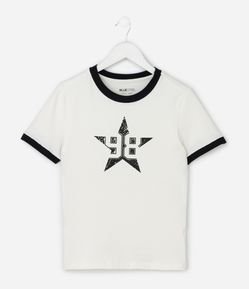 Camiseta em Algodão com Estampa Numérica com Estrela