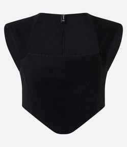 Blusa sem Manga em Bengaline com Ombreira e Decote Quadrado