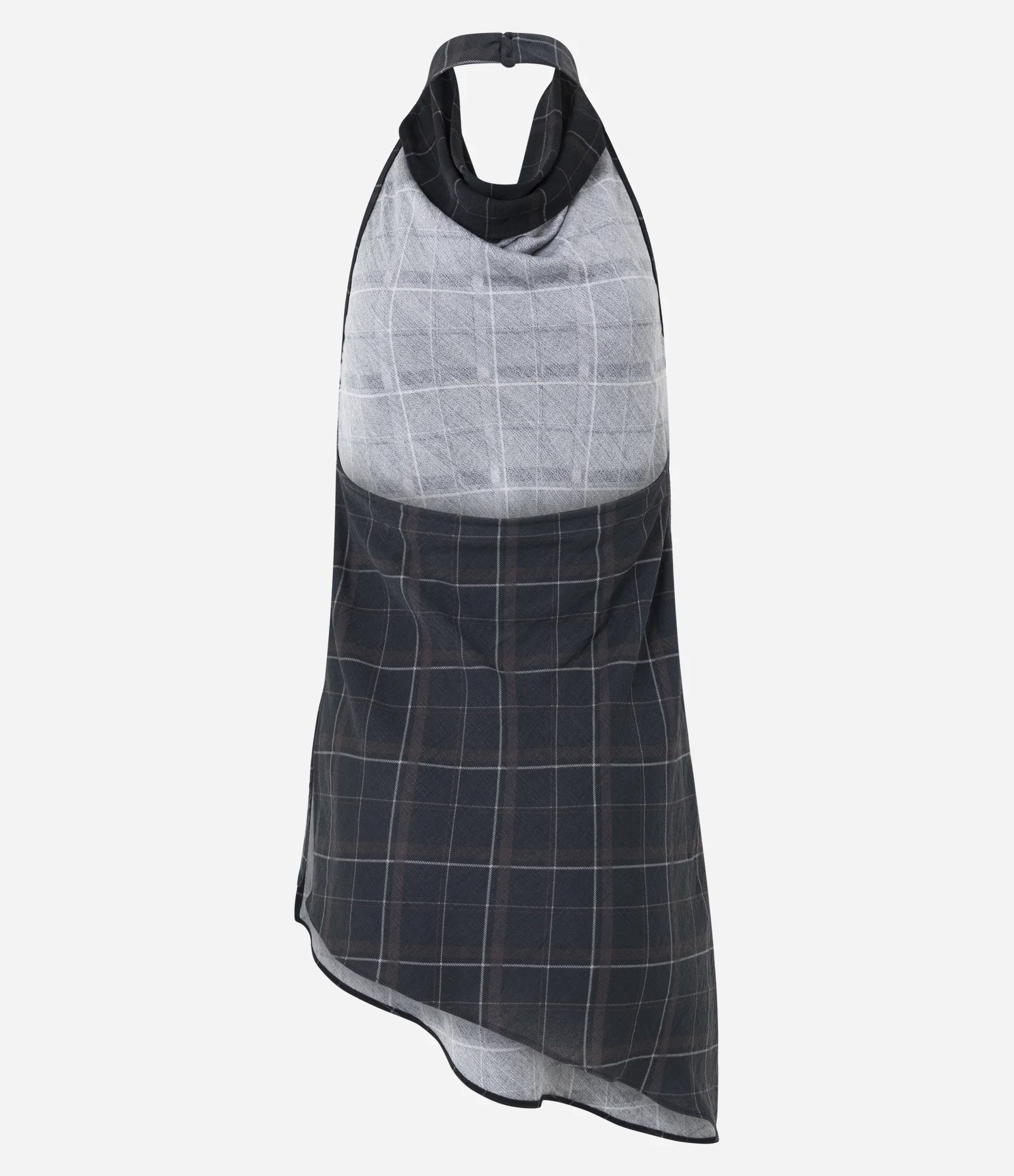 Blusa Xadrez Assimétrica com Decote Degagê Preto 2