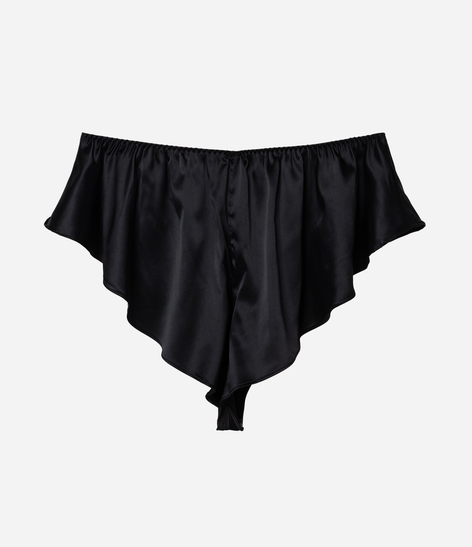 Short Curto de Pijama em Cetim com Babados Preto 5
