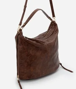 Bolsa Hobo Grande em PU com Zíper nas Laterais